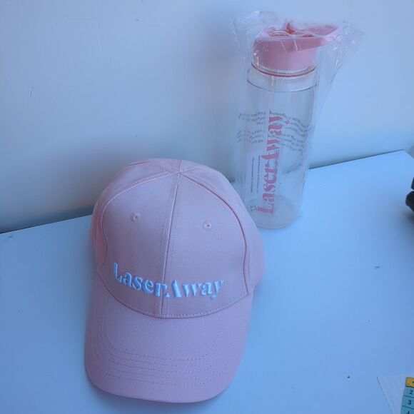 New Water Bottle w/ Straw ‎ & Hat, Pink Color, New - Picture 1 of 11